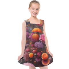 Flowers Blossoms Petals Blooms Kids  Cross Back Dress by 99art
