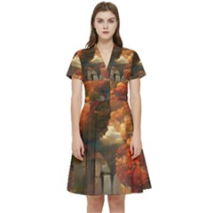 Collage Art Ai Wow Awesome Short Sleeve Waist Detail Dress by 99art