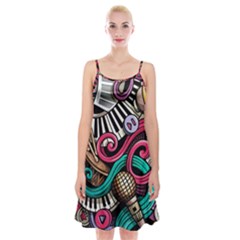 Doodle Colorful Music Doodles Spaghetti Strap Velvet Dress by 99art