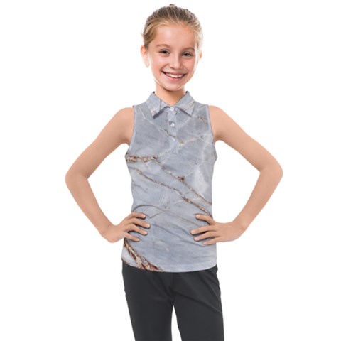 Gray Light Marble Stone Texture Background Kids  Sleeveless Polo Tee by Vaneshart