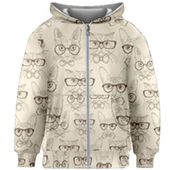 Seamless Pattern Hand Drawn-cats-with Hipster Accessories Kids  Zipper Hoodie Without Drawstring by Vaneshart