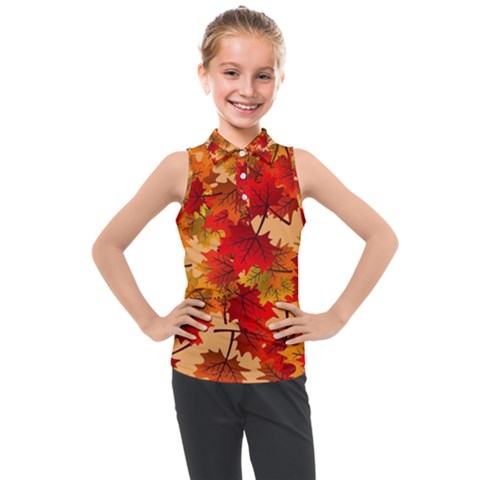 Wallpaper Background Autumn Fall Kids  Sleeveless Polo Tee by Vaneshart