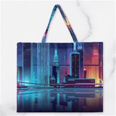 Digital Art Artwork Illustration Vector Buiding City Zipper Large Tote Bag by 99art