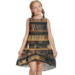 Books On Bookshelf Assorted Color Book Lot In Bookcase Library Kids  Frill Swing Dress by 99art