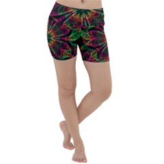 Multicolored Flower Mandala Wallpaper Kaleidoscope Pattern Lightweight Velour Yoga Shorts by 99art