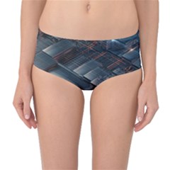 Architectural Design Abstract 3d Neon Glow Industry Mid-waist Bikini Bottoms by 99art