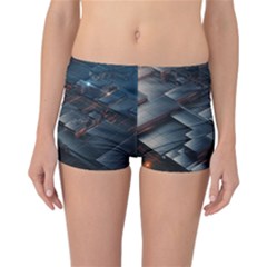 Architectural Design Abstract 3d Neon Glow Industry Reversible Boyleg Bikini Bottoms by 99art