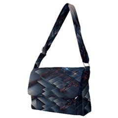 Architectural Design Abstract 3d Neon Glow Industry Full Print Messenger Bag (m) by 99art