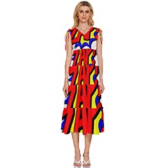 Zap Comic Book Fight V-neck Drawstring Shoulder Sleeveless Maxi Dress by 99art