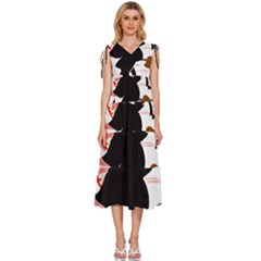Bat Broom Broomstick V-neck Drawstring Shoulder Sleeveless Maxi Dress by 99art