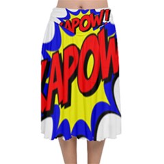 Kapow-comic-comic-book-fight Velvet Flared Midi Skirt by 99art