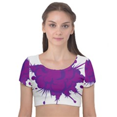 Explosion-firecracker-pyrotechnics Velvet Short Sleeve Crop Top  by 99art