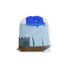 Wal-fish-small-world-lake-sea Drawstring Pouch (medium) by 99art