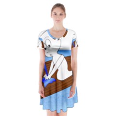 Spirit-boat-funny-comic-graphic Short Sleeve V-neck Flare Dress by 99art