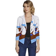 Spirit-boat-funny-comic-graphic Women s Casual 3/4 Sleeve Spring Jacket by 99art