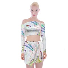 Maasai-man-people-abstract Off Shoulder Top With Mini Skirt Set by 99art