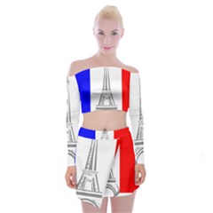Eiffel-tower-france-flag-tower- Off Shoulder Top With Mini Skirt Set by 99art
