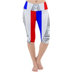 Eiffel-tower-france-flag-tower- Lightweight Velour Cropped Yoga Leggings by 99art