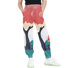 Tree-art-trunk-artwork-cartoon Kids  Elastic Waist Pants by 99art