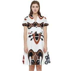 Tribal-masks-african-culture-set Short Sleeve Waist Detail Dress by 99art