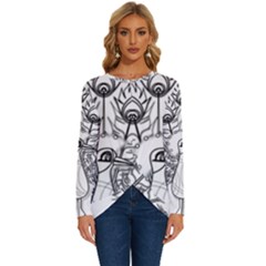 Peacock-plumage-display-bird Long Sleeve Crew Neck Pullover Top by 99art