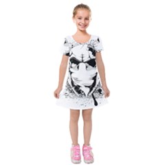 Graphic-design-vector-skull Kids  Short Sleeve Velvet Dress by 99art