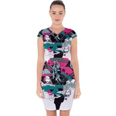 Japan Ninja-japanese-samurai-color- Capsleeve Drawstring Dress  by 99art
