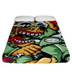 Scooter-motorcycle-graffiti Fitted Sheet (king Size) by 99art