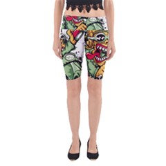 Scooter-motorcycle-graffiti Yoga Cropped Leggings by 99art