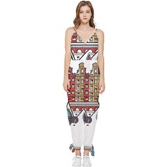 Amsterdam Graphic Design Poster Illustration Sleeveless Tie Ankle Chiffon Jumpsuit by 99art