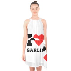 I Love Garlic Halter Collar Waist Tie Chiffon Dress by ilovewhateva