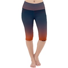 Sky Gradient Lightweight Velour Cropped Yoga Leggings by artworkshop
