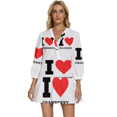 I Love Cranberry V-neck Placket Mini Dress by ilovewhateva