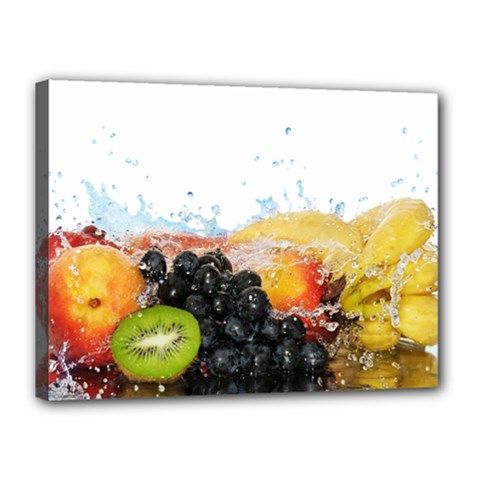 Variety Of Fruit Water Berry Food Splash Kiwi Grape Canvas 16  X 12  (stretched) by B30l