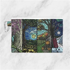 Four Assorted Illustrations Collage Winter Autumn Summer Picture Canvas Cosmetic Bag (large) by danenraven