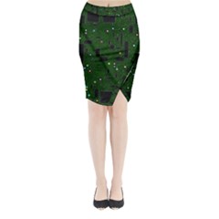 Circuit Board Conductor Tracks Midi Wrap Pencil Skirt by Cowasu