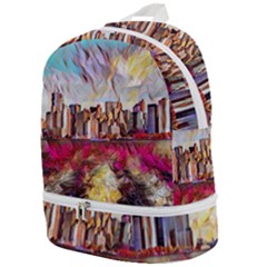 New York Skyline Manhattan City Zip Bottom Backpack by Cowasu