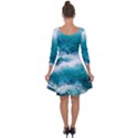 Ai Generated Waves Ocean Sea Tsunami Nautical Blue Sea Quarter Sleeve Skater Dress View2