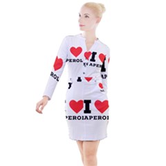 I Love Aperol Button Long Sleeve Dress by ilovewhateva