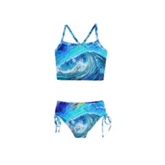 Tsunami Waves Ocean Sea Nautical Nature Water Painting Girls  Tankini Swimsuit by Cowasu