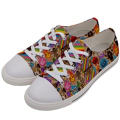 Multicolored Doodle Art Wallpaper Women s Low Top Canvas Sneakers by Cowasu