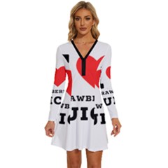 I Love Strawberry Juice Long Sleeve Deep V Mini Dress  by ilovewhateva