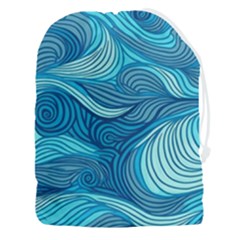 Ocean Waves Sea Abstract Pattern Water Blue Drawstring Pouch (3xl) by danenraven