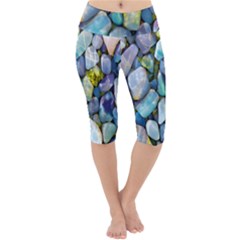 Stones Gems Multi Colored Rocks Lightweight Velour Cropped Yoga Leggings by Bangk1t