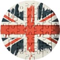 Union Jack England Uk United Kingdom London Wooden Puzzle Round View1