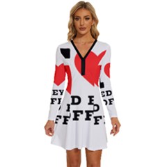 I Love Red Eye Coffee Long Sleeve Deep V Mini Dress  by ilovewhateva
