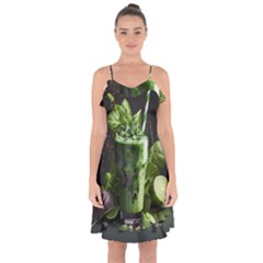 Drink Spinach Smooth Apple Ginger Ruffle Detail Chiffon Dress by Ndabl3x