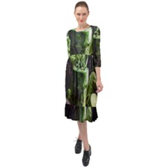 Drink Spinach Smooth Apple Ginger Ruffle End Midi Chiffon Dress by Ndabl3x