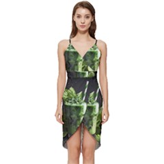 Drink Spinach Smooth Apple Ginger Wrap Frill Dress by Ndabl3x