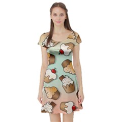 Cupcakes Cake Pie Pattern Short Sleeve Skater Dress by Ndabl3x